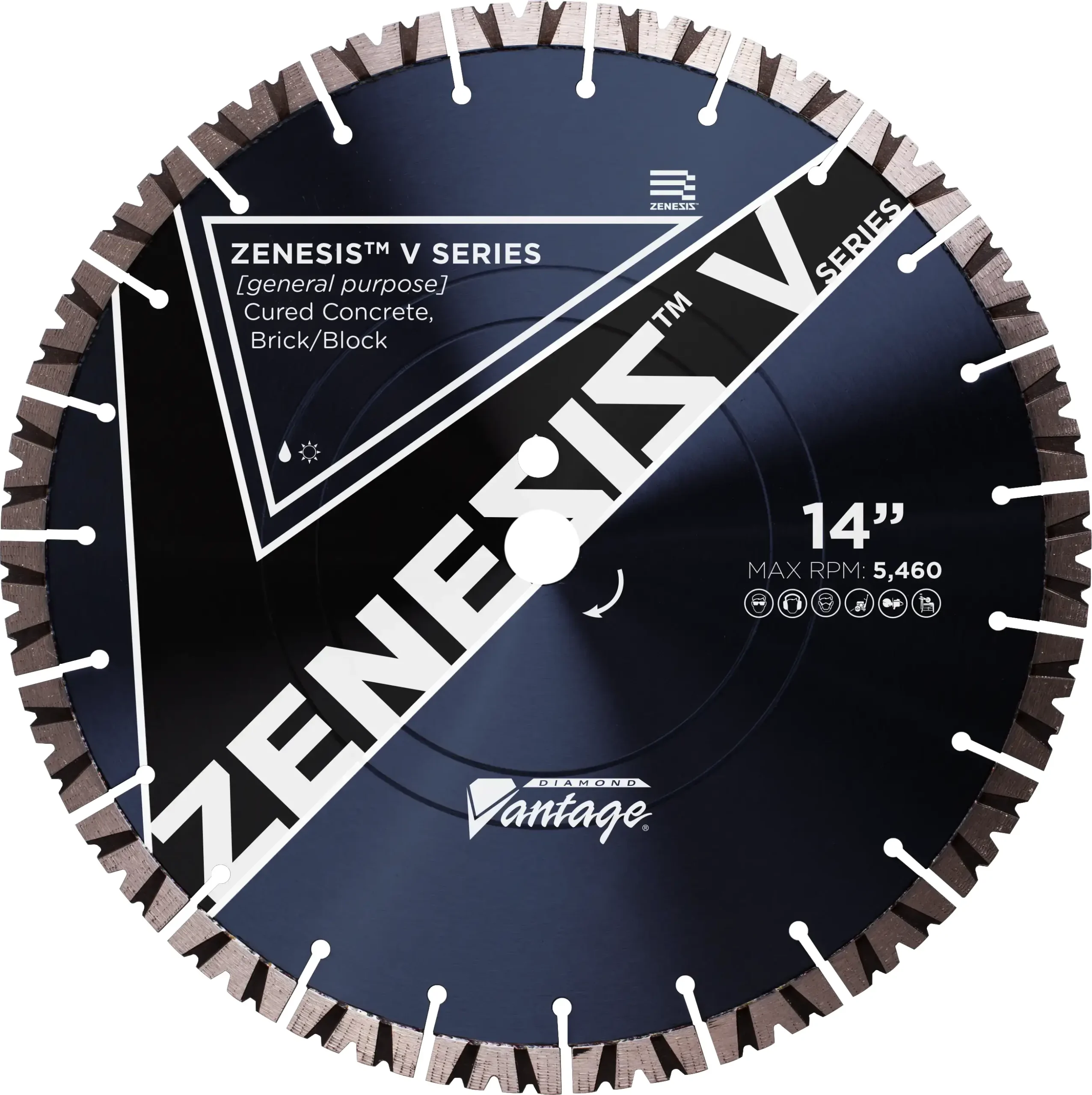 Zenesis V-Series | 15mm Segment General Purpose Concrete Blade 3 20mm Arbor
