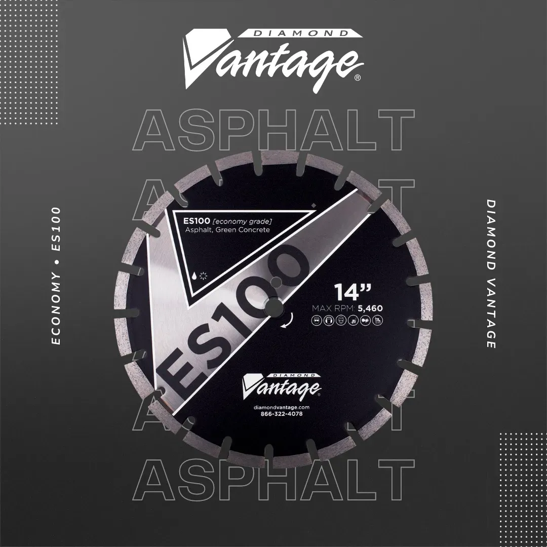 Diamond Vantage ES100 Asphalt Green Concrete Diamond Blade 5 Diamond Vantage ES100 economy asphalt and green concrete diamond blade feature overview