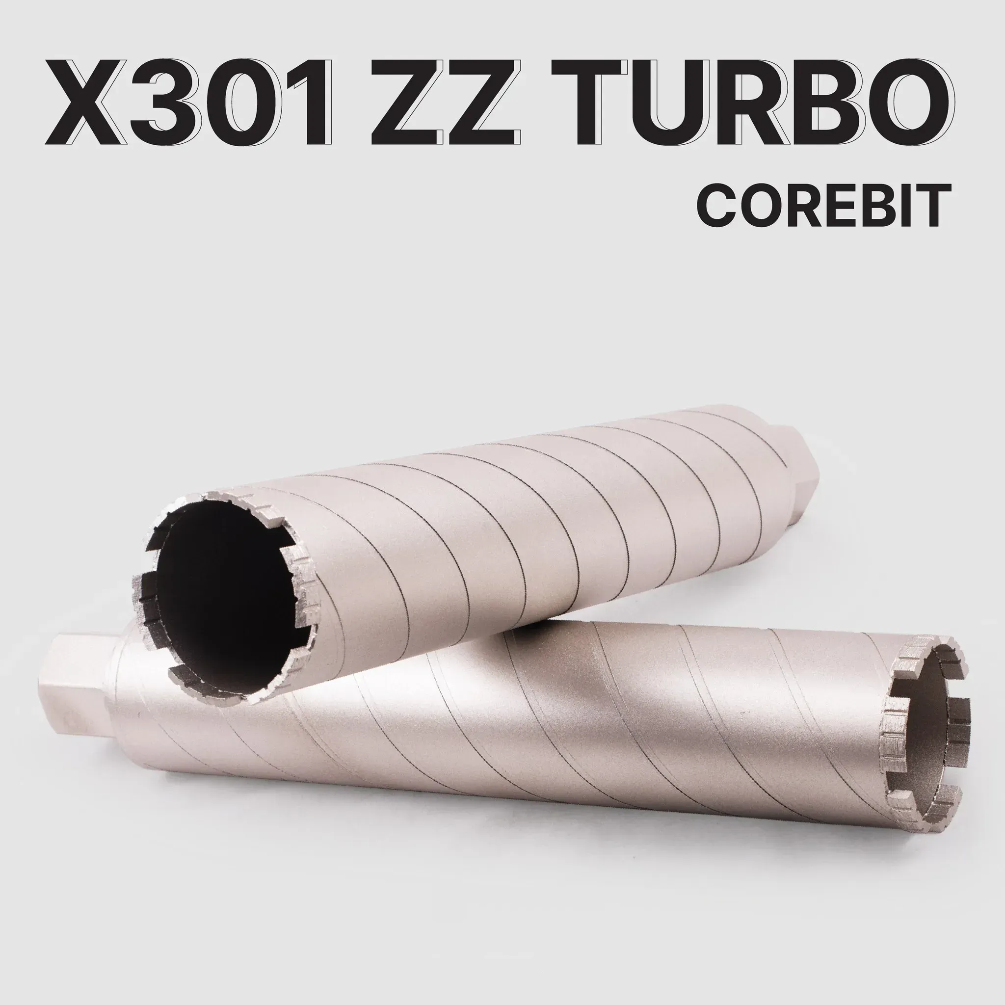 Diamond Vantage X301 ZZ Turbo Concrete Wet Core Drill Bit 5 Diamond Vantage X301 ZZ Turbo core drill bits showing the spiral barrel and turbo segments.