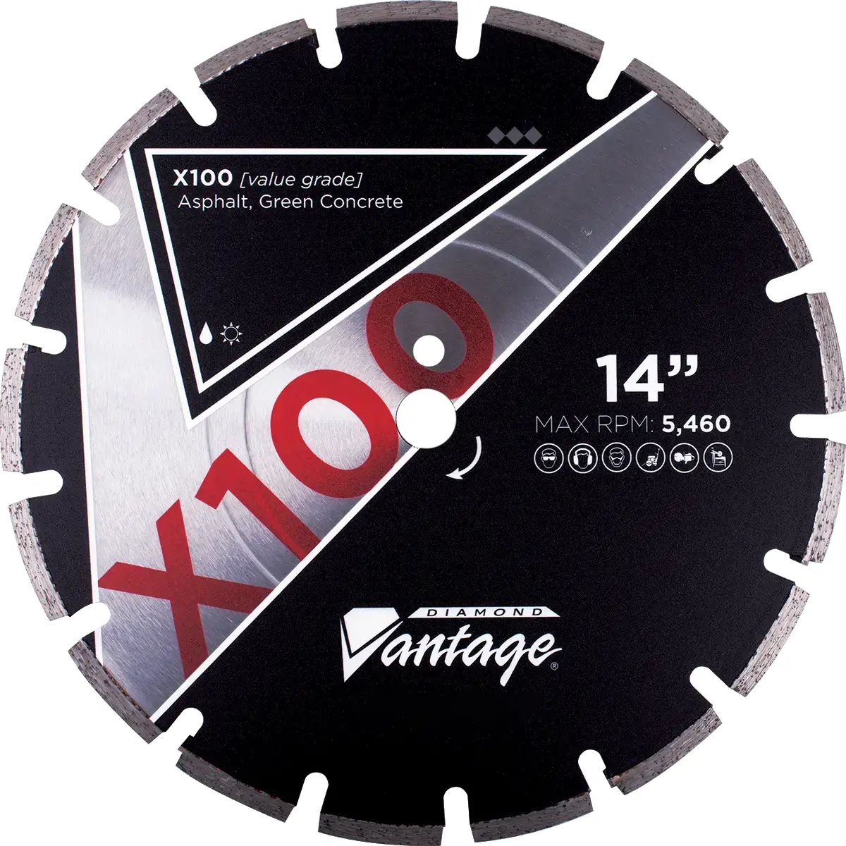 Diamond Vantage X100 Asphalt Green Concrete Diamond Blade 4 20mm arbor