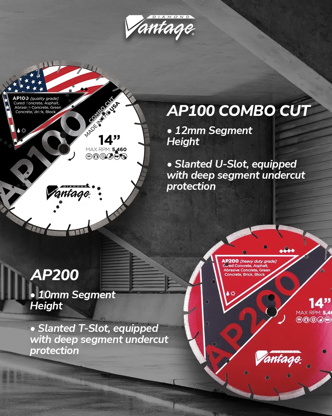 Diamond Vantage AP100 Combo Cut All-Purpose Diamond Blade 7 Diamond Vantage AP100 Combo Cut diamond blade highlighting quality control and manufacturing standards