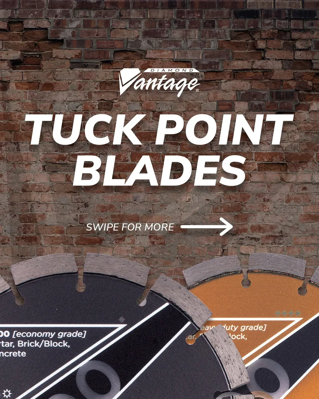 Diamond Vantage X200 Mortar Concrete Tuckpoint Diamond Blade 9 Diamond Vantage tuckpoint diamond blade series showing multiple blade styles for mortar and brick