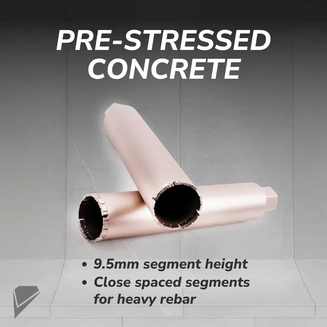 Diamond Vantage X300 Concrete Wet Diamond Core Drill Bit 6 Diamond Vantage X300 wet diamond core drill bit for pre-stressed concrete