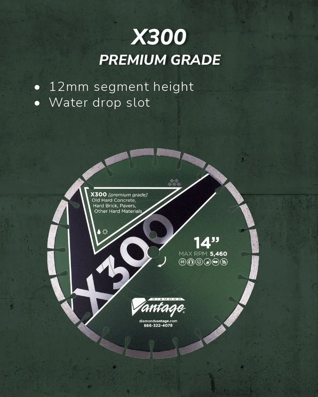 Diamond Vantage X300 Premium Brick Masonry Diamond Blade 6 Diamond Vantage X300 premium diamond blade for brick and masonry cutting