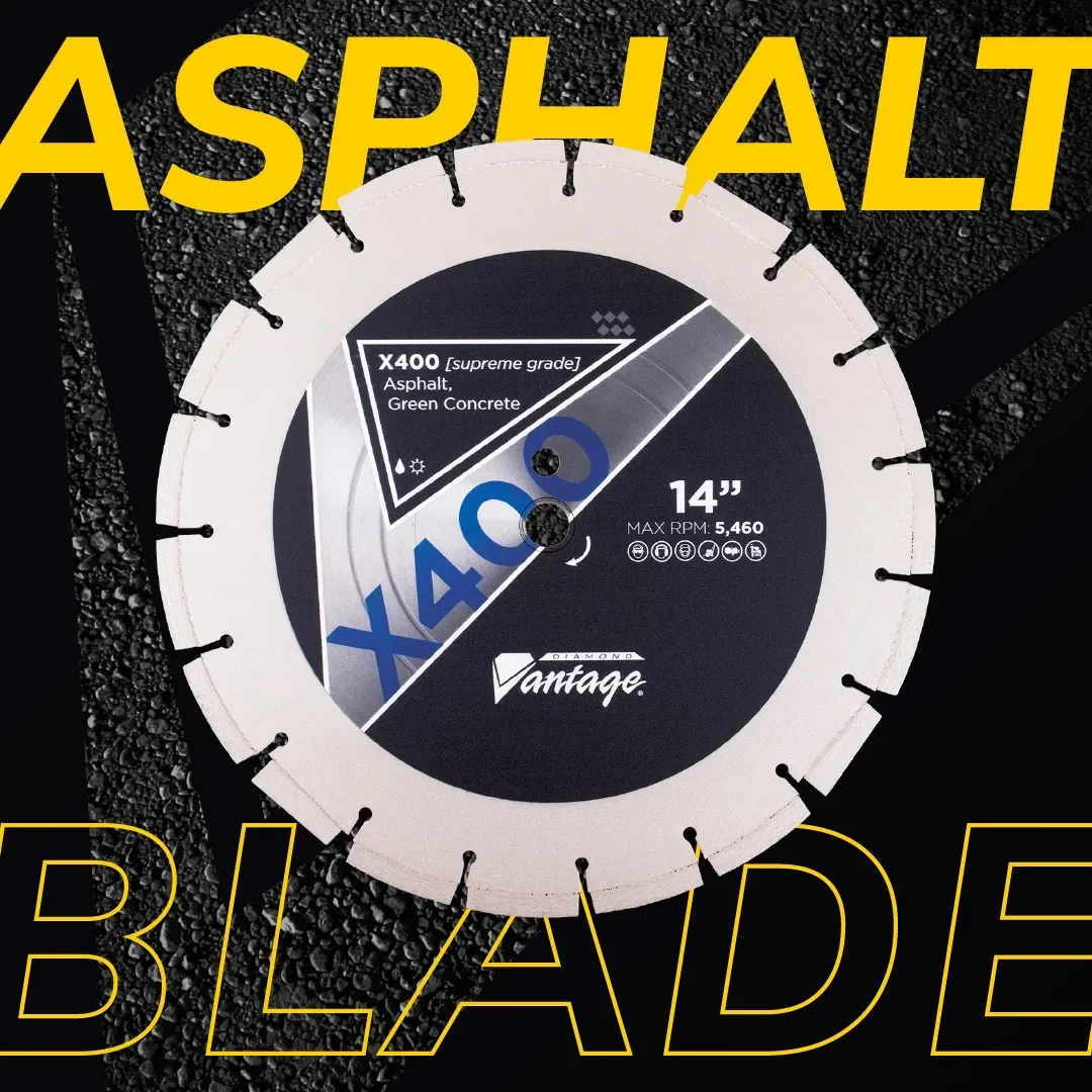Diamond Vantage X400 Asphalt Green Concrete Diamond Blade 6 Diamond Vantage X400 diamond blade for asphalt and green concrete